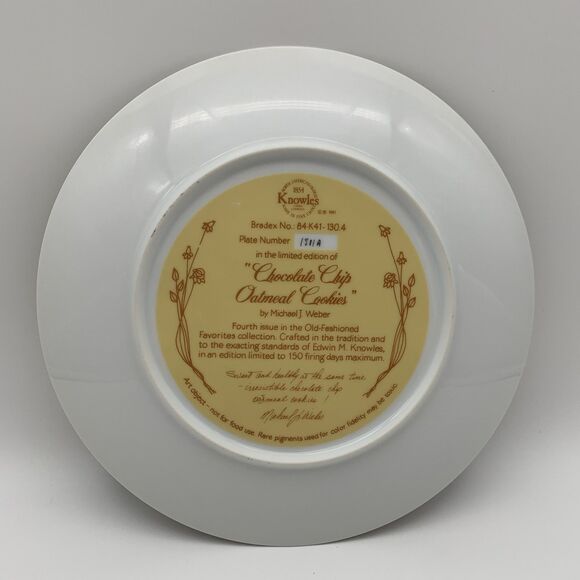 Knowles Chocolate Chip Oatmeal Cookies Collector Plate Old-Fashioned Favorites - Picture 3 of 12